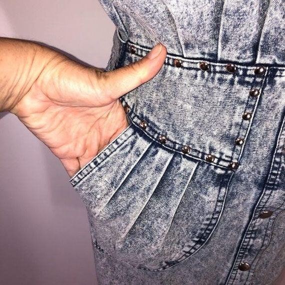 Notorious Denim Dress Size 3 Juniors Studded Vint… - image 6