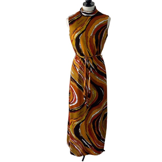 Rhone Poulenc Vintage Women Dress Size 8 Brown Ru… - image 1