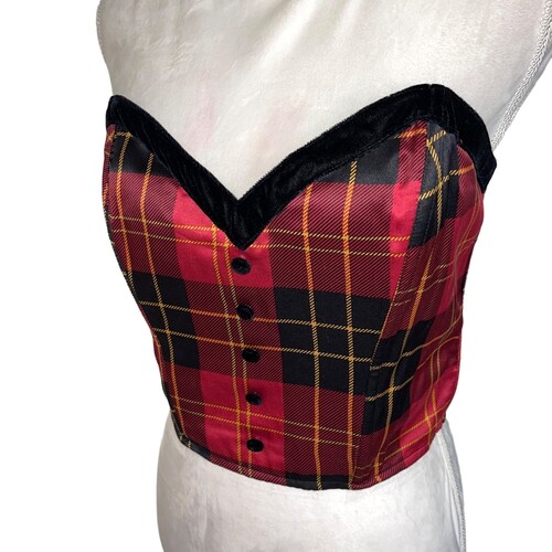 Victoria's Secret Womens Corset Red Size Large Vintage 90s Silk shops Strapless Plaid