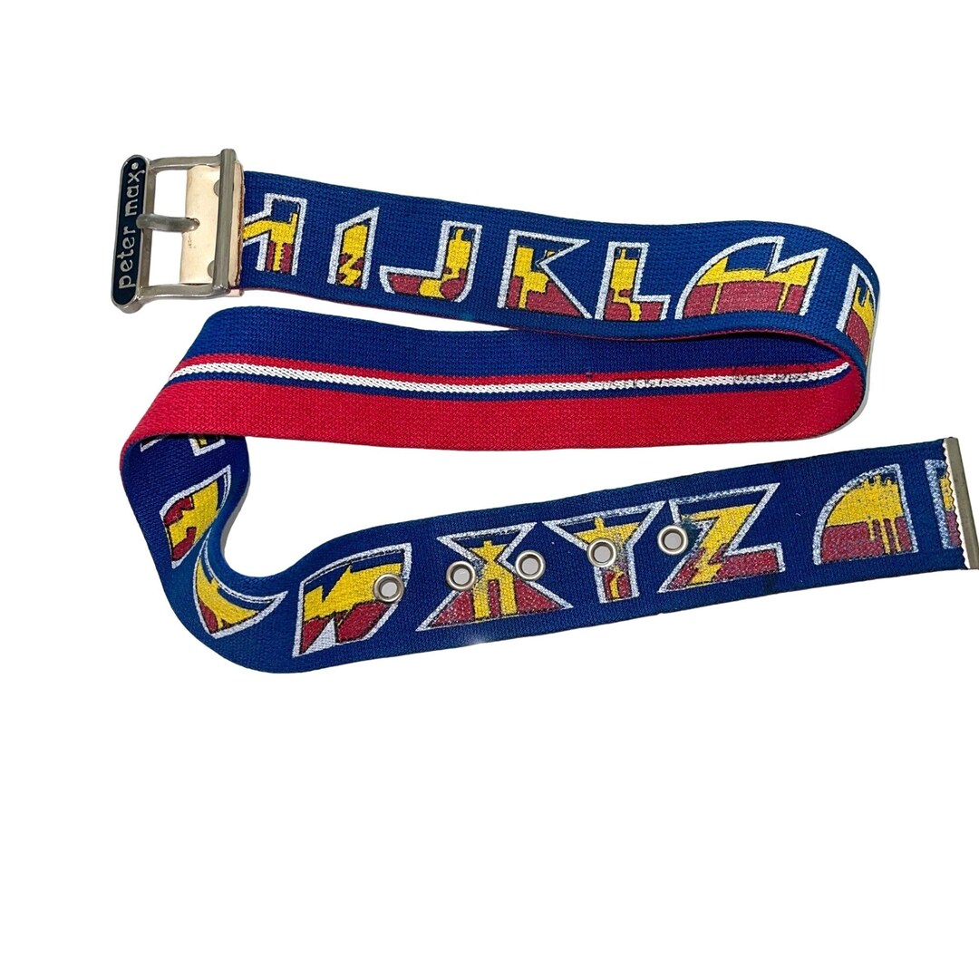 Peter Max Vintage 70s Pop Art Alphabet Belt Enamel Canvas  display picture 1