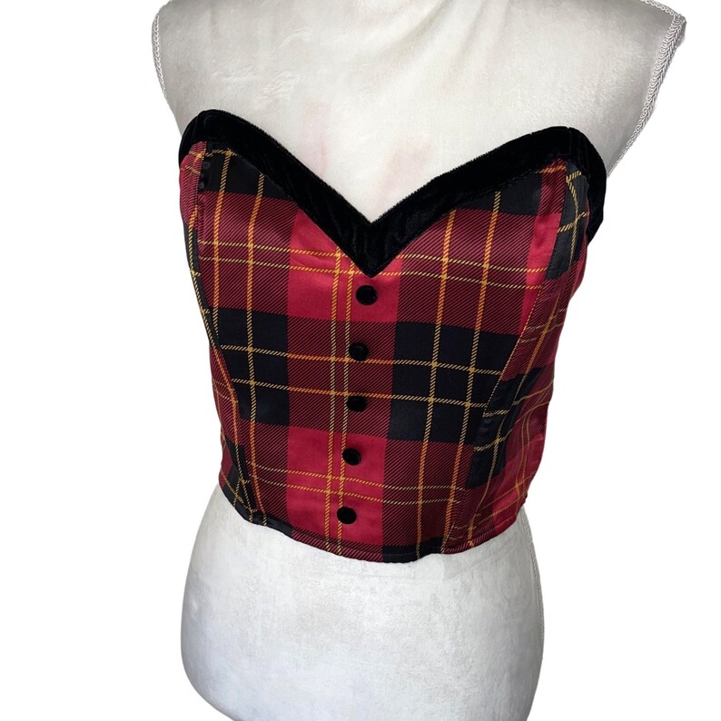 Victoria's Secret Womens Corset Red Size Large Vintage 90s Silk shops Strapless Plaid