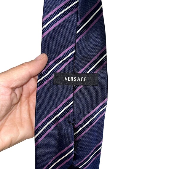 Versace Vintage Mens Necktie One Size Blue Lavend… - image 4