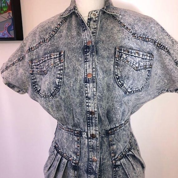 Notorious Denim Dress Size 3 Juniors Studded Vint… - image 9