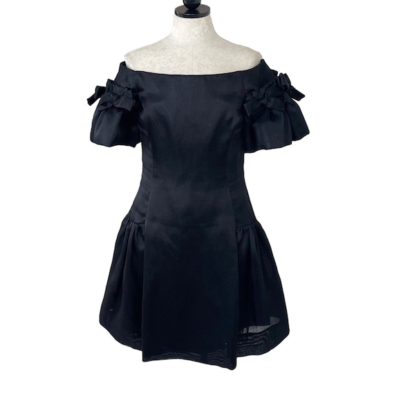 I. Magnin Vintage Fit And Flare Dress Size 8 Blac… - image 1