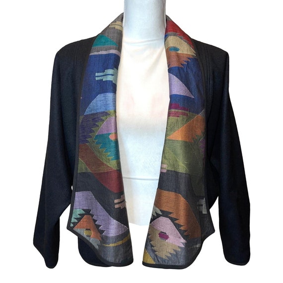 Vintage Womens Jacket Size Medium Open Front Art … - image 1