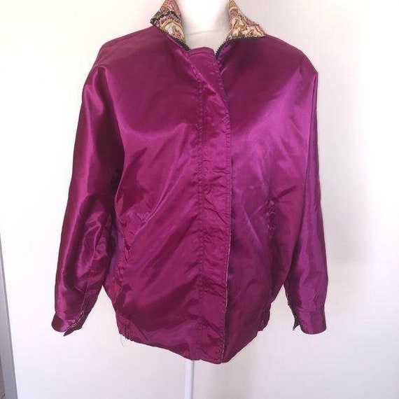 Bomber Jacket Womens Unisex Vintage Pink Black Fl… - image 4
