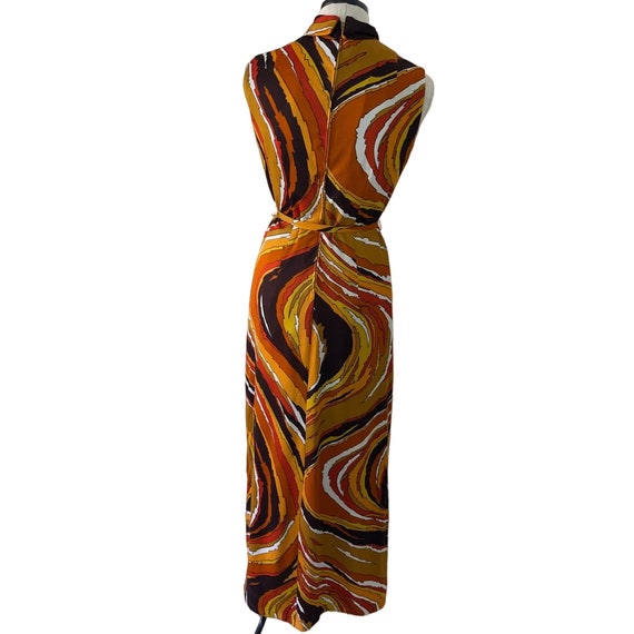 Rhone Poulenc Vintage Women Dress Size 8 Brown Ru… - image 4