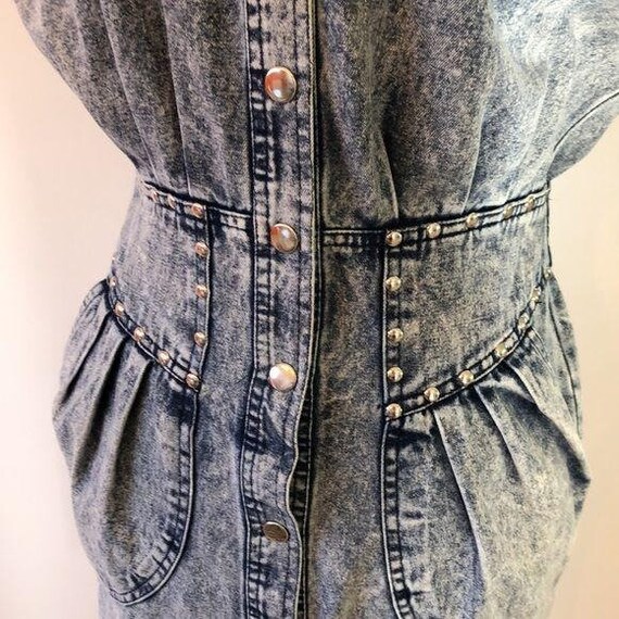 Notorious Denim Dress Size 3 Juniors Studded Vint… - image 2