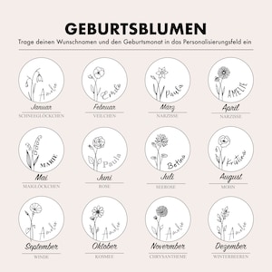 Personalisierte Namenskette mit Anhänger und Geburtsmonatsblume Halskette personalisiert mit Namen