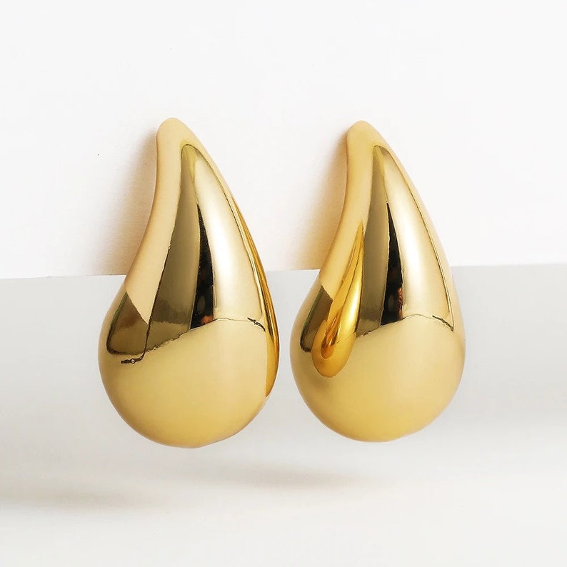 Tropfen Ohrringe in Tropfenform in Silber und Gold, Tread-Drop Ohrringe Gold, Geschenk für Freundin, Tropfen-Ohrstecker, Geschenke für sie Gold
