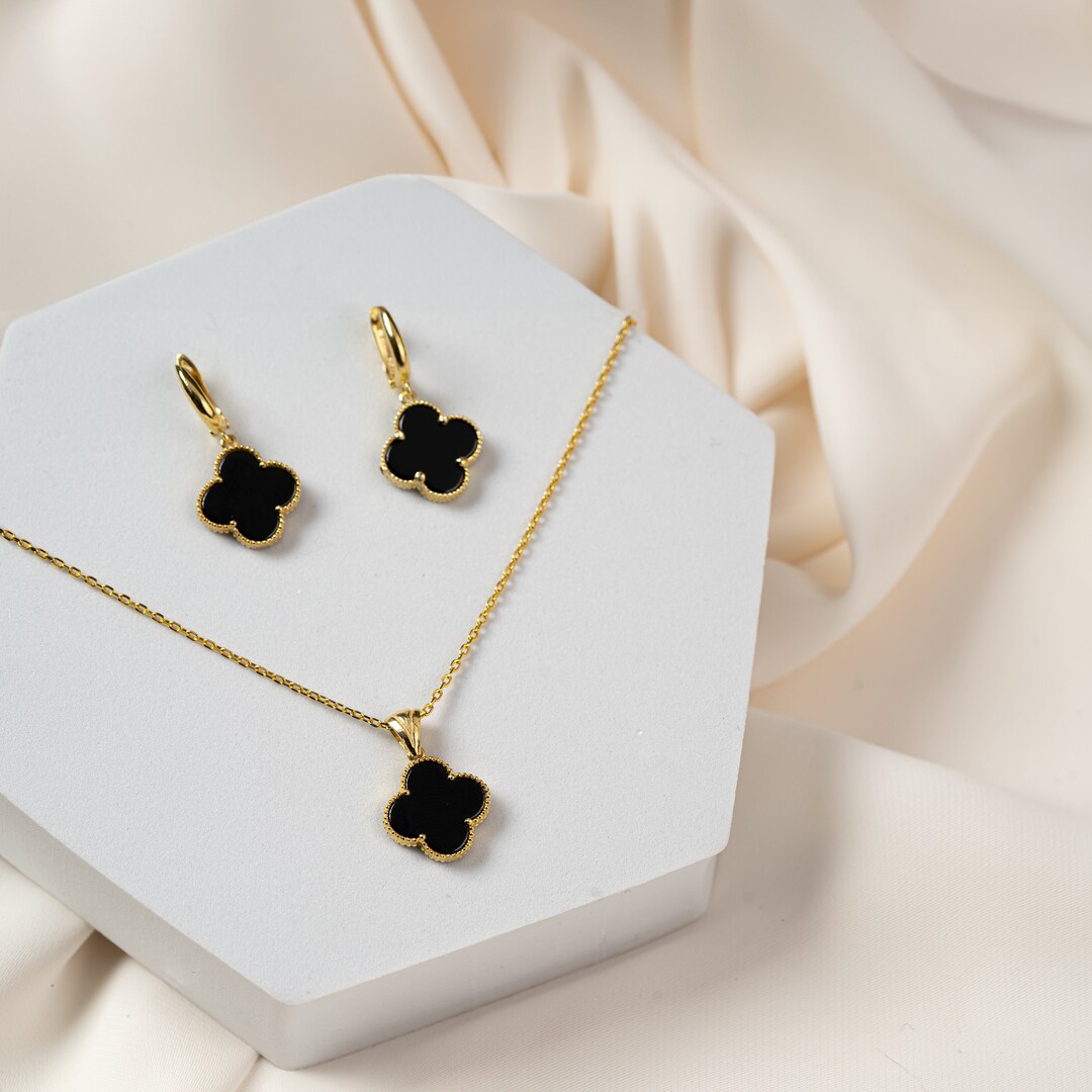 925 Sterling Silver Clover Leaf Jewelry Set Elegant Stud - Etsy