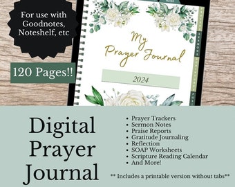 Diario di preghiera digitale, pianificatore di studi biblici (Goodnotes, PDF)