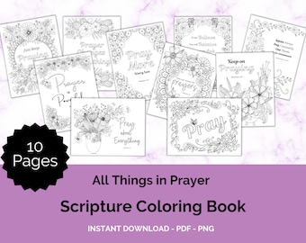 Bible Verse Coloring Pages- Scripture Coloring Pages - Prayer Printable - Printable Adult Coloring Book Instant Download