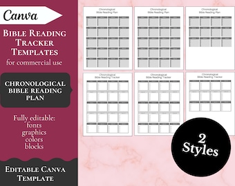 Chronological Bible Reading Tracker | Editable Canva Template (Digital Download)