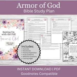 Bible Study Journal |Armor of God | Digital Bible Study | Bible Study Printable