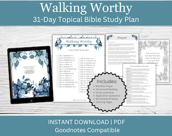 Walking Worthy Bible Study Journal | 31-Day Reading Plan (Digital Download)