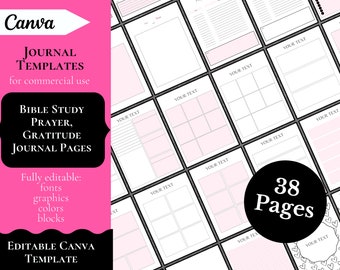 Editable Prayer Journal Canva Templates | Commercial Use (PDF)