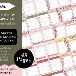 Bible Study Template | Editable Canva Template | Bible Reading | Bible Study Printable | Commercial Use