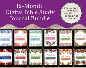 12-Month Digital Bible Study Journal Bundle (PDF)