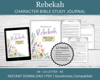 Rebekah Bible Study Journal | Christian Digital Planner (PDF)