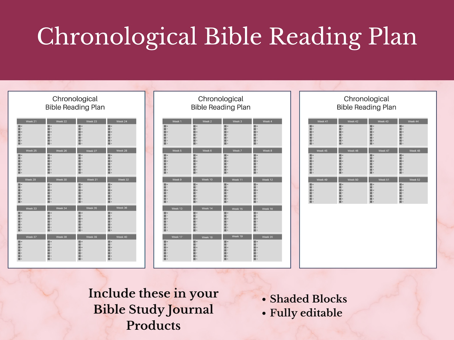 Chronological Bible Reading Tracker Printable | Bible Reading Log ...