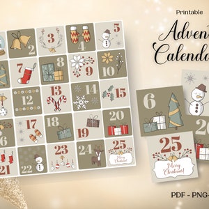 Printable Advent Calendar 2022, Advent Tags, Christmas Countdown Calendar, Christmas Advent Calendar for Kids