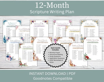 12-Month Scripture Writing Plan | Topical Bible Study (PDF)