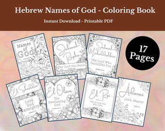 Names of God Printable - Bible Verse Coloring Pages- Scripture Coloring Pages - Printable Adult Coloring Book Instant Download