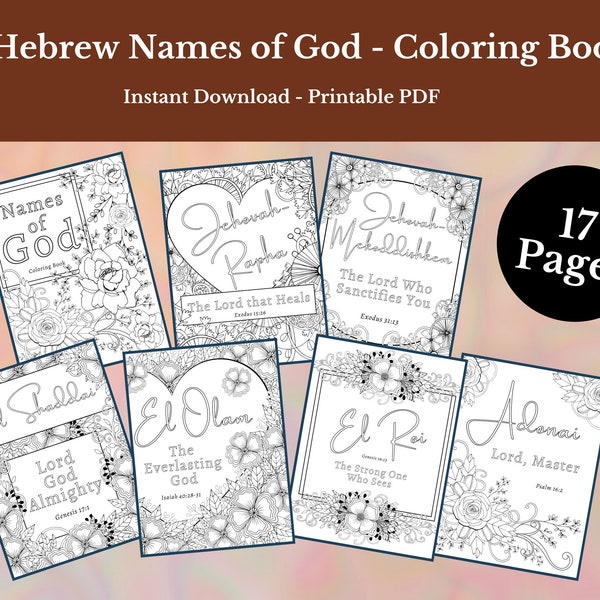 Names of God Printable - Bible Verse Coloring Pages- Scripture Coloring Pages - Printable Adult Coloring Book Instant Download