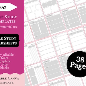 Bible Study Templates | Editable Canva Template | Bible Study Worksheets | Bible Study Printable | Commercial Use