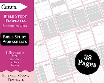 Editable Bible Study Worksheet Templates | Canva (Commercial Use)