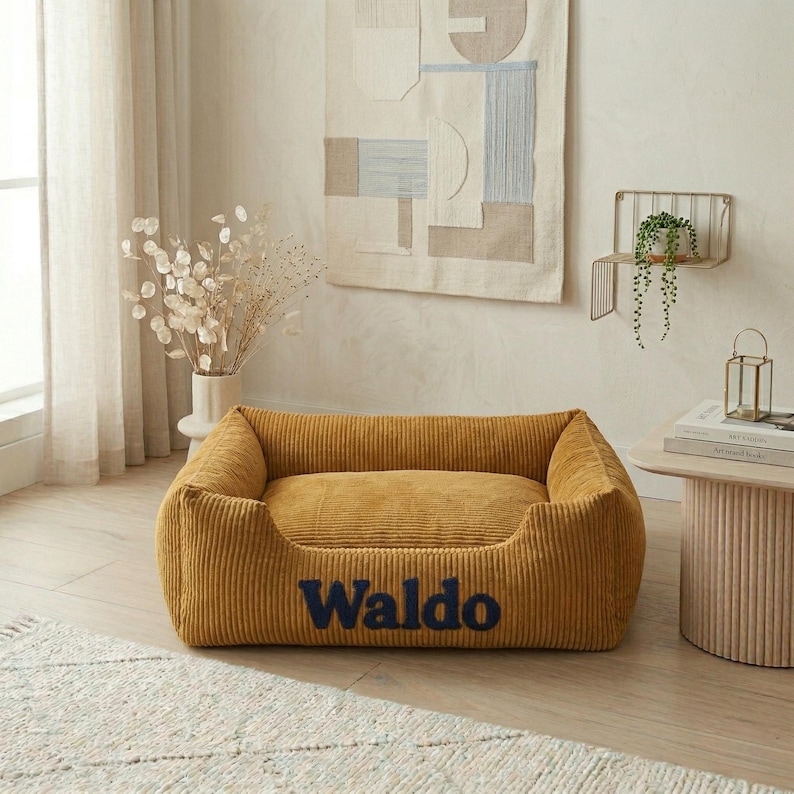 Custom Gingham Pet Bed, Personalized Dog Cat Cushion, Washable Sofa Bed image 12