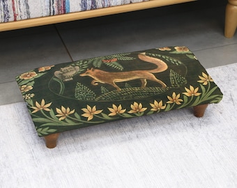Ottoman Footstool, Retro Upholstered Decorative Cozy Footrest, Turkish Style Stool for Bedroom, Office, or Living Room Interiors