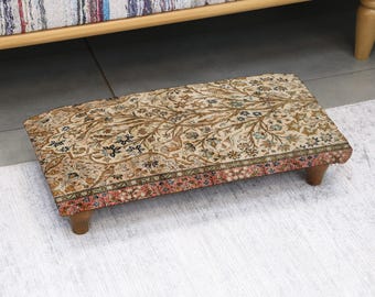 Banco otomano, reposapiés de estilo turco retro hecho a mano con elegantes diseños, taburete pequeño y acogedor para dormitorio, entrada o rincón de estudio.