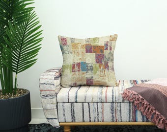 Kilim Upholstered Pillow, Couch Pillow, Boho Pillow, Throw Pillow, Home Decor, Lumbar Pillow, Handmade Pillow, Cushion Cover, Square Pillow
