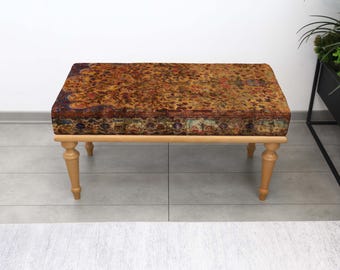 Boho kelim gestoffeerde poef, handgemaakte Turkse stoel, rustiek woonkameraccent, decoratieve poef, poef slaapkamer, salontafel