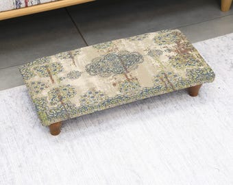 Reposapiés otomano hecho a mano, tapizado retro, acogedor, de inspiración turca, para dormitorio, sala de estar o estudio.