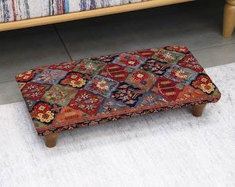 Retro-Osmanischer Fußschemel, gepolsterte dekorative gemütliche Fußstütze, Hocker im türkischen Stil für Nacht, Eingangsbereich oder Wohnräume