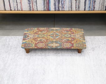 Ottoman Footrest, Handmade Retro Turkish Style Bench with Decorative Patterns, Elegant Cozy Small Stool for Bedroom or Living Room Decor