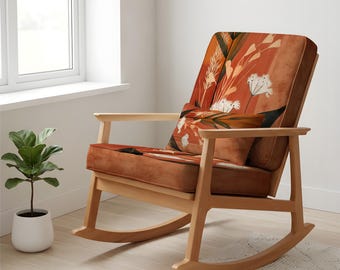 Glider Armchair, Unique Upholstery, Custom Furniture, Artistic Printe, Accent Seating, Luxury Furniture, Oriental Rocker