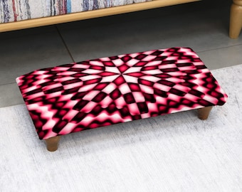Turkish Ottoman Footstool, Vintage Upholstered Retro Footrest, Elegant Cozy Stool for Bedroom, Office, and Living Room
