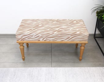 Aesthetic Animal Bench, Zebra Upholstered Pouf, Bedroom and Entryway Seating, Coffee Bench Decorative Piano Bench, Zebra Printed Stool, Pouf