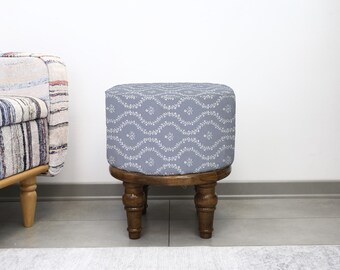 Artisanal Pouf For Contemporary Decor, Handmade Round Footstool, Comfortable Seating Ottoman, Stylish Accent Piece, Unique Gift Idea