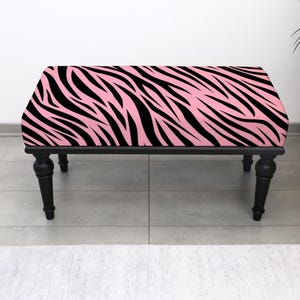 Animal Print Bench, Zebra Upholstered Bench, Bedroom Entryway Seating, Coffee and Decorative Bench, Aesthetic Piano Pouf, Zebra Stool, Bench