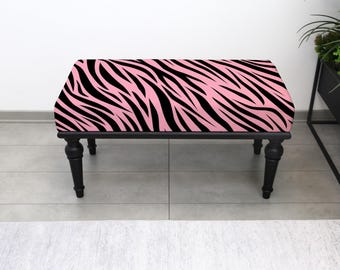 Bank met dierenprint, gestoffeerde bank met zebra, zitplaats in slaapkamer, koffie- en decoratieve bank, poef esthetische piano, kruk zebra, bank