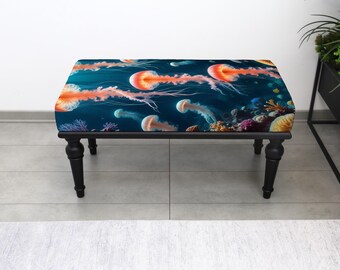 Rustieke handgemaakte gestoffeerde Ottomaanse bank, Turkse kelim poef, woonkameraccent decoratieve poef, slaapkamer koffie zitmeubels