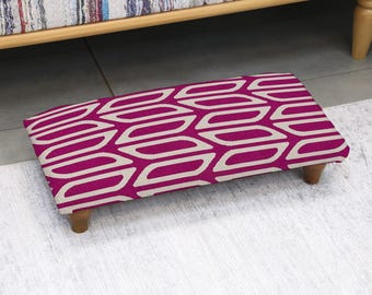 Upholstered Ottoman Footstool, Retro Decorative Cozy Footrest, Turkish Style Stool for Bedroom, Office, or Living Room Spaces