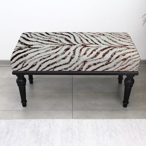 Zebra Pattern Printed Bench, Piano Bench, Vanity Bench, Living Room Decor, Housewarming Gift, Chic Bench, Window Bench, Elegance Bench
