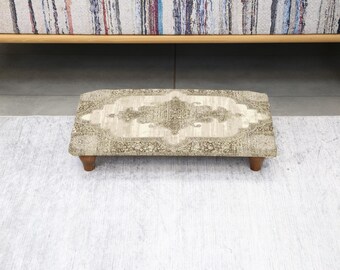 Reposapiés otomano hecho a mano, tapizado, estilo retro y acogedor, de inspiración turca para dormitorio, oficina o decoración del hogar.