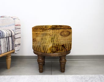 Handmade Pouf For Contemporary Interiors, Boho Round Ottoman, Comfortable Seating Footrest, Stylish Home Accent, Unique Gift Choice